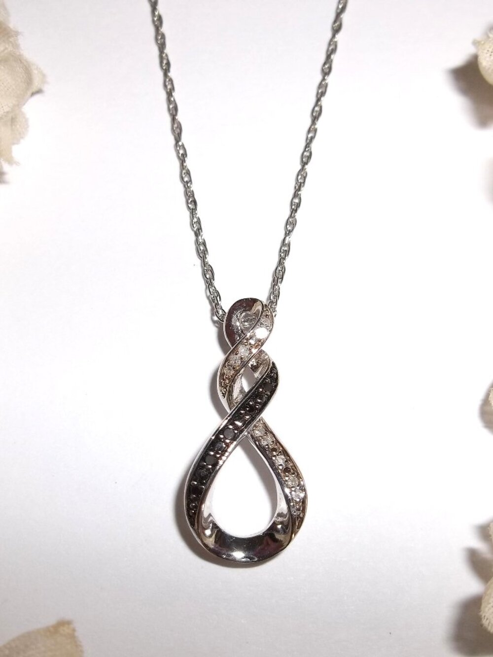 925 Silver Sun Infinity Charm Necklace 18" Faux Diamond Marcasite Jewelry D498